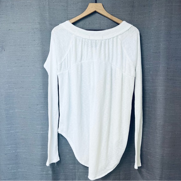 Free People We the Free Must Have Waffle-Knit Henley Tee - Ivory Medium - Picture 4 of 11